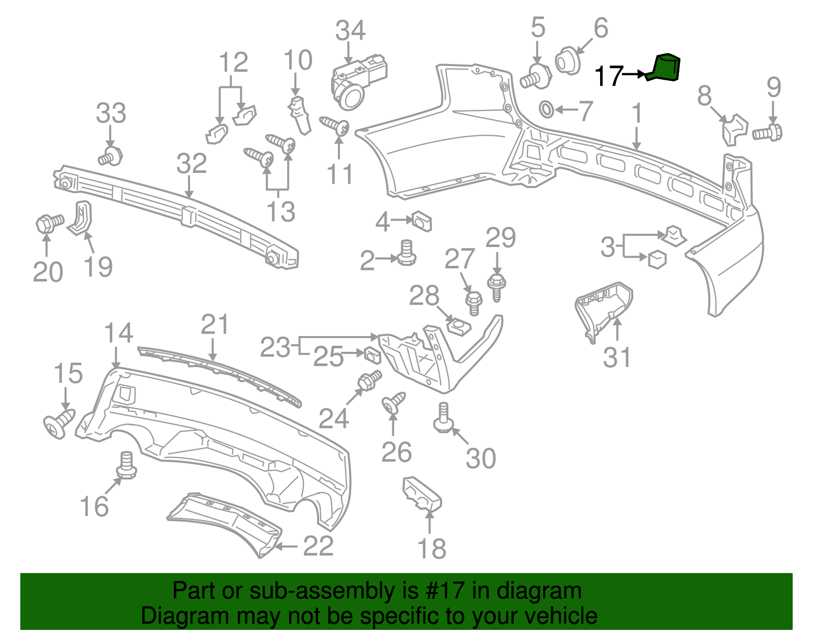 2014-2017 Acura RLX Garnish, R Rear Bumper 71504-TY2-A01 | Acura Parts