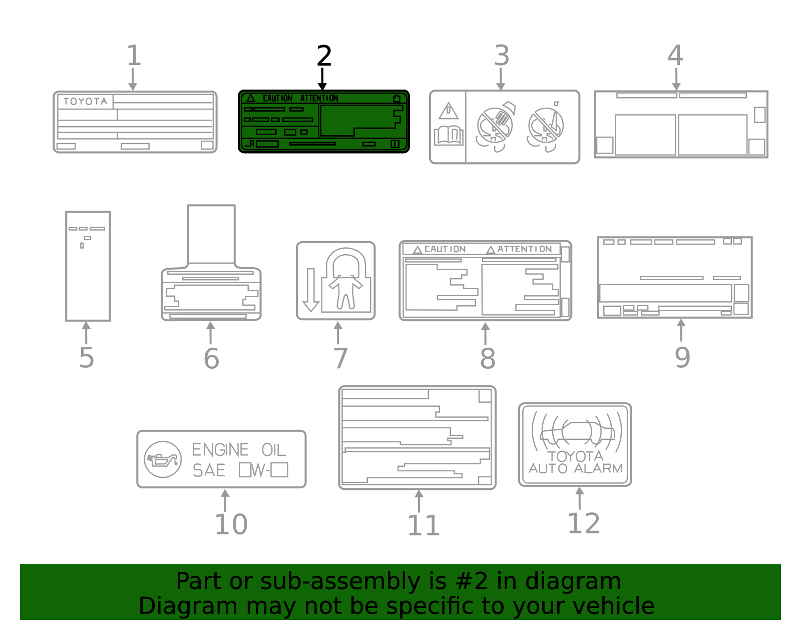 88723-02590 - A/C System Information Label 2021-2024 Toyota