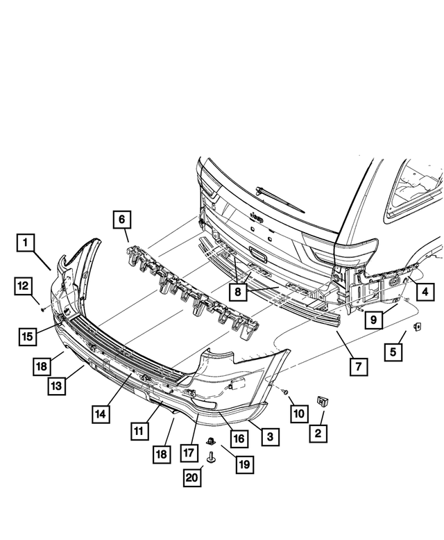 1VQ66TZZAA - Frame, Bumper and Fascia: Rear Upper Fascia for Mopar Image