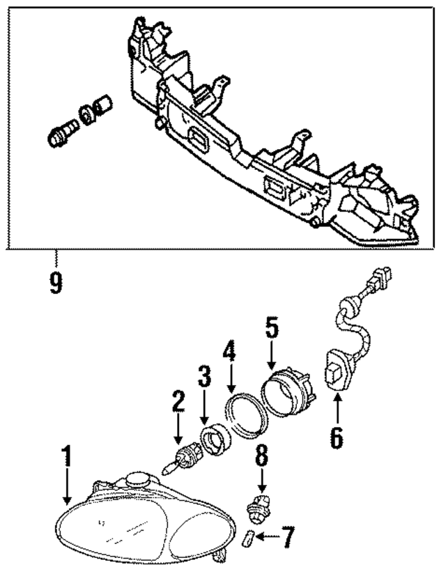 XS4Z13008CA - Electrical: Composite Headlamp for Ford: Escort Image