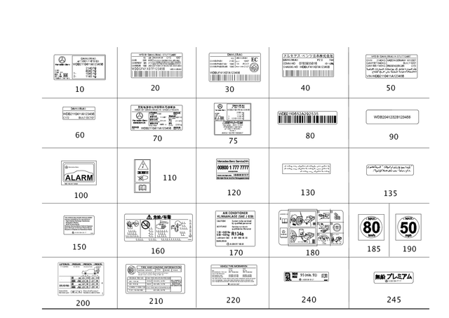 78171220 - Tools and Accessories: Identification Plate for Mercedes-Benz: 180A, 180b, 220a, 250, A220, AMG GT 43, AMG GT 53, AMG GT 63, AMG GT 63 S, B Electric Drive, B250e, C250, C300, C350, C350e, C400, C43 AMG, C450 AMG, C63 AMG, C63 AMG S, CL550, CL600, CL63 AMG, CL65 AMG, CLA250, CLA35 AMG, CLA45 AMG, CLA45 AMG S, CLS400, CLS450, CLS53 AMG, CLS550, CLS63 AMG, CLS63 AMG S, E250, E300, E350, E400, E43 AMG, E450, E53 AMG, E550, E63 AMG, E63 AMG S, G550, G550 4x4, G63 AMG, G65 AMG, GL320, GL350, GL450, GL550, GL63 AMG, GLA250, GLA35 AMG, GLA45 AMG, GLB250, GLB35 AMG, GLC300, GLC43 AMG, GLC63 AMG, GLC63 AMG S, GLE300d, GLE350, GLE400, GLE43 AMG, GLE450, GLE450 AMG, GLE53 AMG, GLE550e, GLE580, GLE63 AMG, GLE63 AMG S, GLK250, GLK350, GLS350d, GLS450, GLS550, GLS580, GLS63 AMG, Maybach GLS600, Maybach S550, Maybach S560, Maybach S600, Maybach S650, ML250, ML350, ML400, ML550, ML63 AMG, R320, R350, R500, S350, S450, S500, S550, S550e, S560, S600, S63 AMG, S65 AMG, SL400, SL450, SL500, SL55 AMG, SL550, SL600, SL63 AMG, SL65 AMG, SLC300, SLC43 AMG, SLK250, SLK300, SLK350, SLK55 AMG Image image