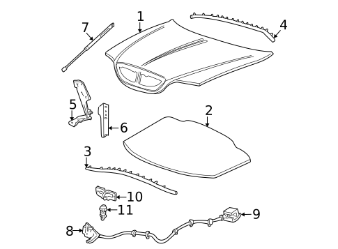 Hood & Components for 2006 Lincoln LS #0