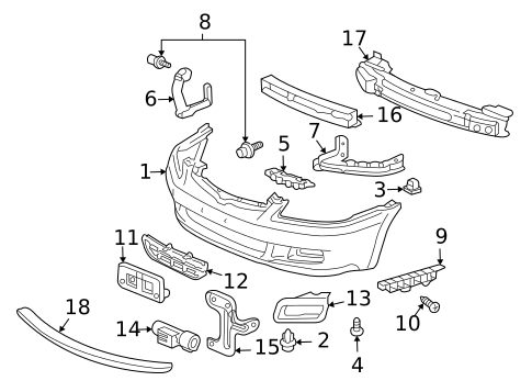 Bumper & Components - Front for 2007 Honda Accord #2