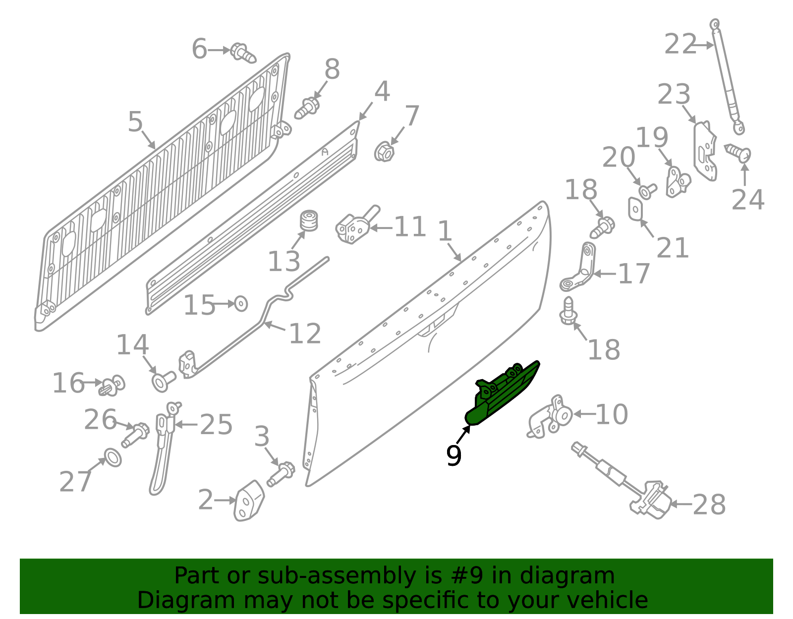 2018-2024 Nissan OEM NISSAN Titan Tailgate Handle (Rear) 90606