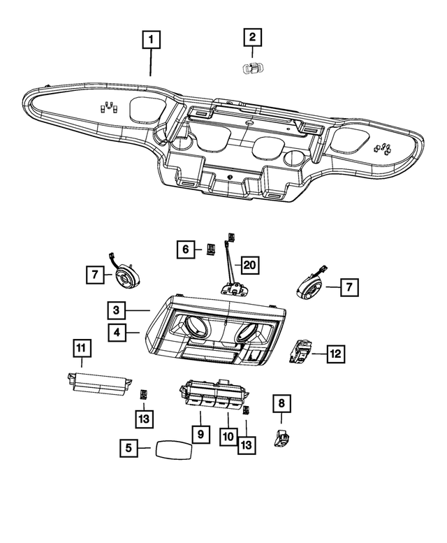 68044032AA - Interior Trim: Overhead Console Retainer for Mopar Image