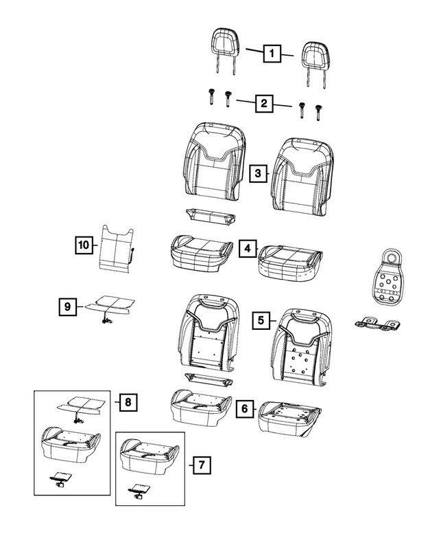 6GA84LT5AB - Interior Trim: Front Seat Back Cover, Right for Jeep: Compass Image