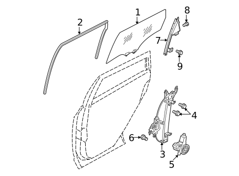 Glass - Rear Door for 2014 Nissan Rogue Select #0
