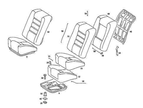 Rear Seat Cushion, Rear Backrest for 1986 Mercedes-Benz 560SEC #0