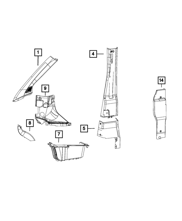 1YA79LA6AD - Interior Trim: B Pillar Molding, Left for Ram: ProMaster 2500, ProMaster 3500 Image