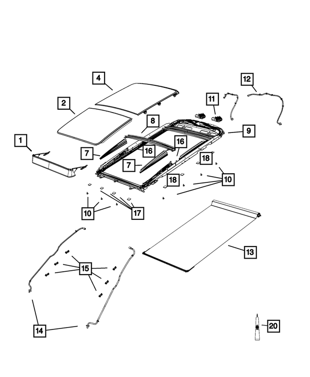 68194957AA - Body Sheet Metal Except Doors: Sunroof Mechanism Cover for Mopar Image