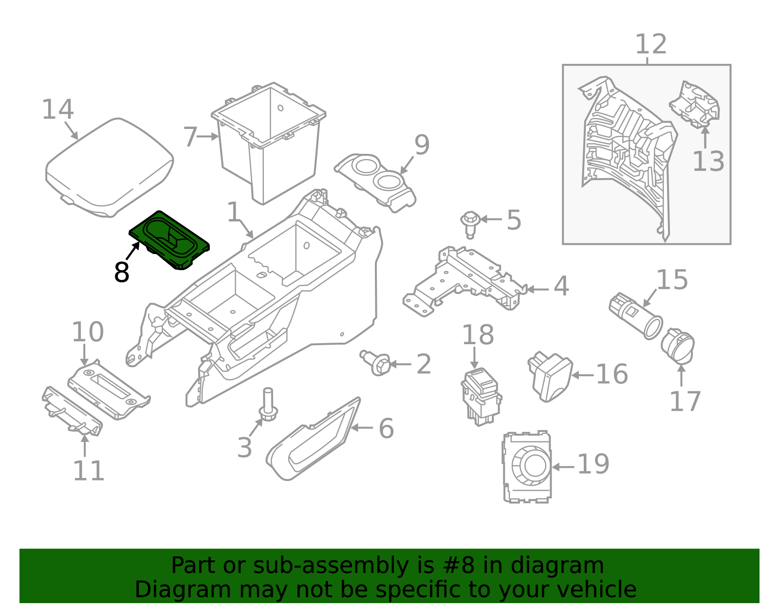 2017-2019 Nissan Console Cup Holder 96965-EZ40A | Parts for Nissans