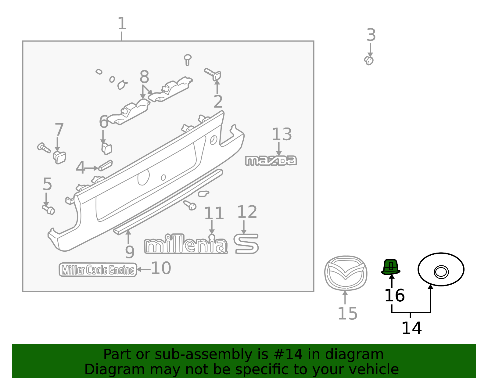 TA04-51-740 - Deck Lid Emblem - 1995-1997 Mazda Millenia | Mazda Swag