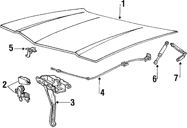 D9AZ16916A - Body: Release Cable for Ford: Country Squire, LTD, LTD Crown Victoria | Lincoln: Continental, Town Car | Mercury: Colony Park, Grand Marquis, Marquis Image