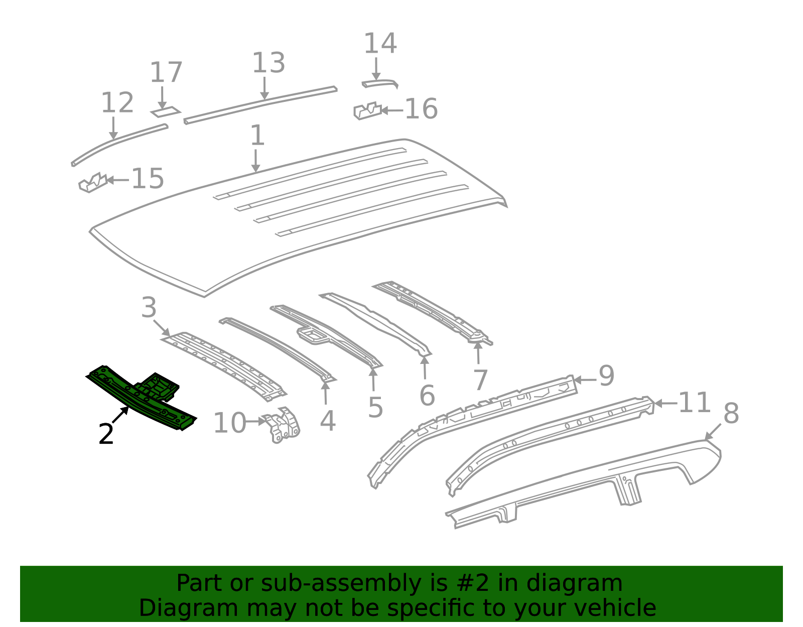 63102-0E901 - Roof Header Panel 2010-2013 Toyota Highlander | Longo ...