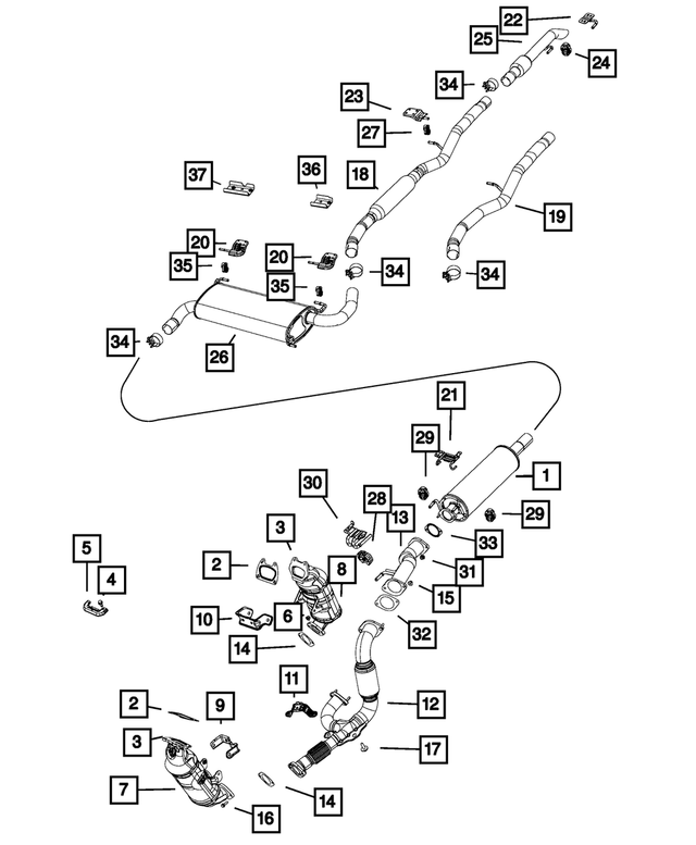 68134419AA - Exhaust: Exhaust Pipe Bracket for Ram: ProMaster 1500, ProMaster 2500, ProMaster 3500 Image