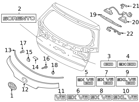 Exterior Trim - Lift Gate for 2015 Kia Sorento #0