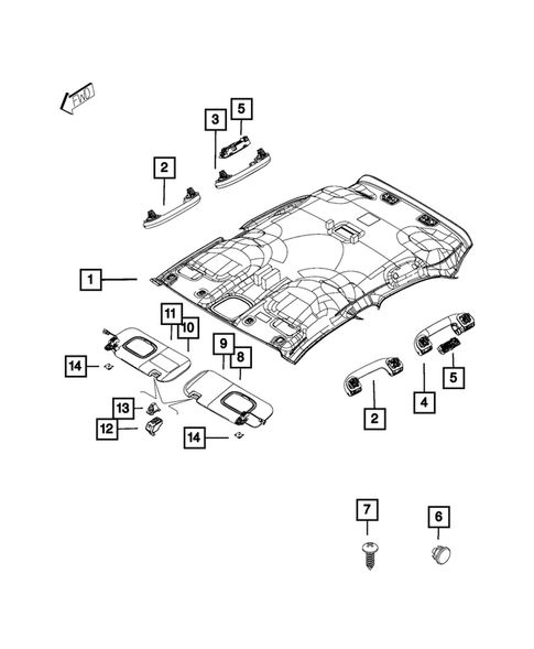 Headliners-Visors-Assist Straps for 2017 Fiat 500X #0
