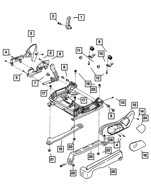 Front Seats - Adjusters, Recliners, Shields and Risers for 2010 Jeep Commander #0