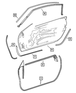 5142449AA - Doors and Related Parts: Door Opening Weatherstrip, Left for Mopar Image