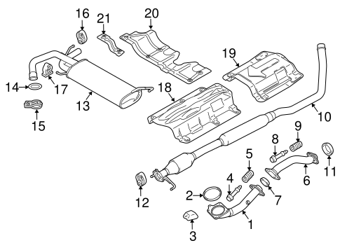 Green Exhaust Catalytic Converter And Muffler For 2007-2013 Suzuki SX4 2.0L Hatchback