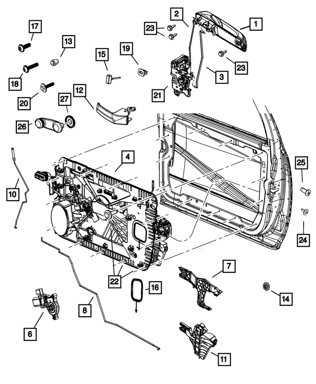 « 1UJ81DX8AJ – Doors, Door Mirrors and Related Parts : Extérieure De Porte Poignee, Côté Gauche pour Mopar Image »
