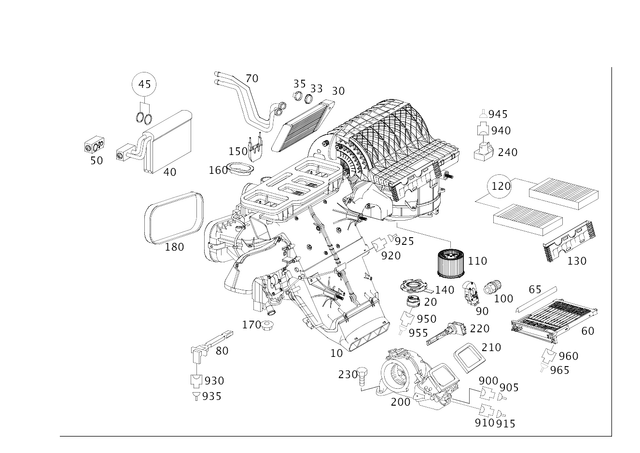 1648300058 - Heating and Ventilation: Evaporator for Mercedes-Benz: GL320, GL550, ML320, ML350, ML450, ML500, ML550, ML63 AMG, R320, R350, R500 Image