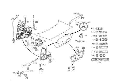 Rear Lid Latch-Type Lock, Rear Lid Attachment Parts for 2006 Mercedes-Benz S 55 AMG&reg; #1