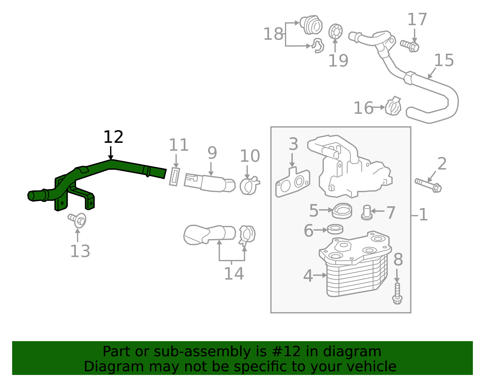 23486237 - Engine Oil Cooler Inlet Pipe with Bracket 2016-2017 Cadillac ...