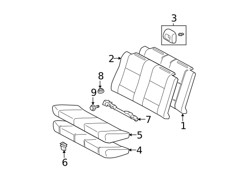 Rear Seat Components for 2007 Toyota Solara #1
