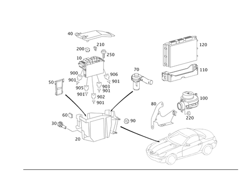 Control Modules, Fuse and Relay Box in En-Gine Compartment, Front Left for 2009 Mercedes-Benz SLK300 #0