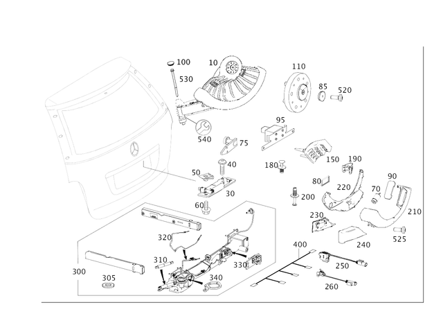 1648902614 - Rear-End Door: Holder for Mercedes-Benz: ML320, ML350, ML450, ML500, ML550, ML63 AMG Image image