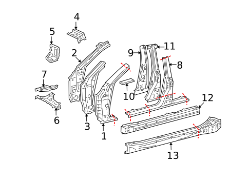 Center Pillar & Rocker for 2009 Lexus GS460 #0