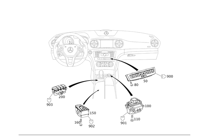 2318203010 - Electrical System: Switch Block for Mercedes-Benz: SL400, SL450, SL550 Image image