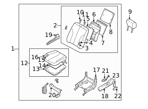 Front Seat Components for 2001 Nissan Maxima #1