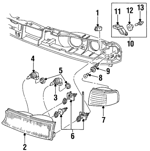 Headlamp Components for 1997 Ford Contour #0