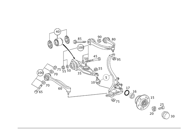 2203309407 - Front Axle: Transverse Control Arm for Mercedes-Benz Image image