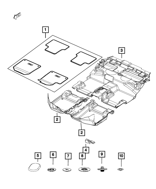 5SZ29DX9AB - Interior Trim: Front &amp; Rear Mat Kit for Mopar Image