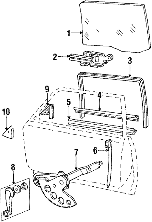 Glass - Front Door for 1986 Mercury Marquis #0