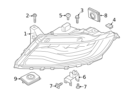 Headlamp Components for 2018 Lincoln MKX #1