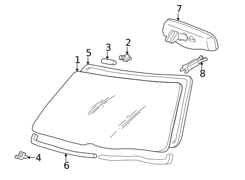 Glass - Windshield for 1999 Toyota Solara #0