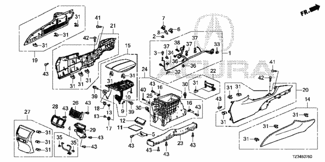 Rear Console for 2015 Acura TLX #0