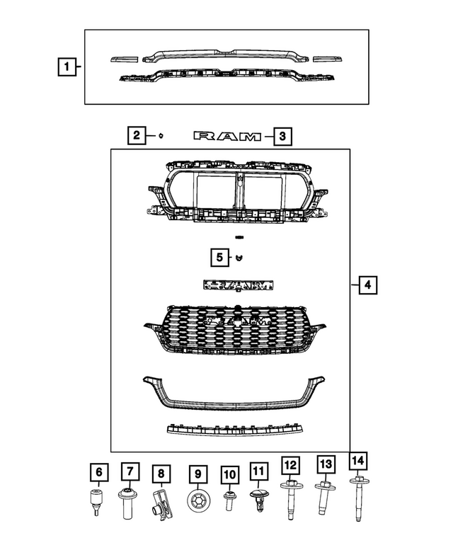 68668833AA - : Complete Grille Kit for Mopar Image