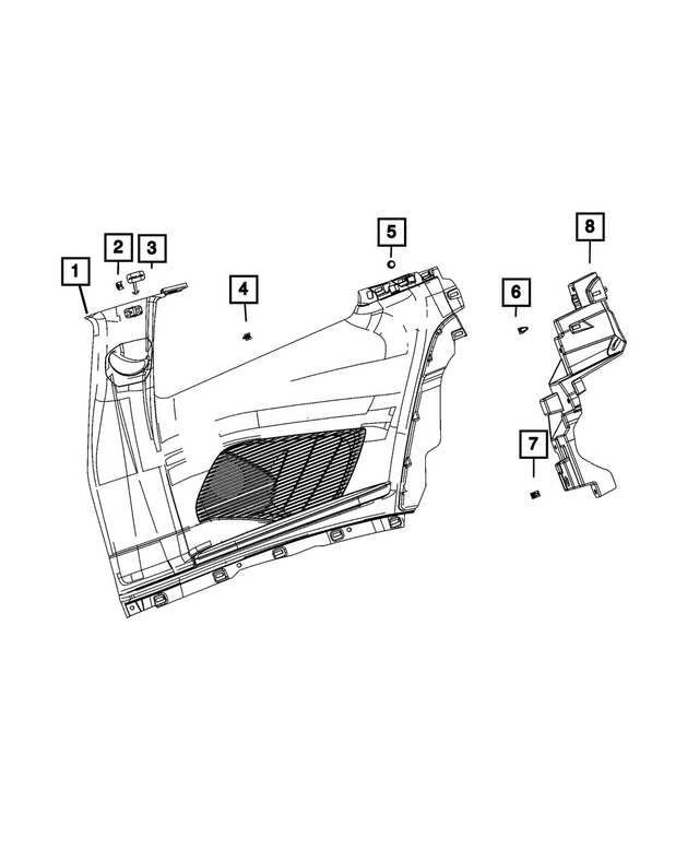 7KS45TX7AE - Interior Trim: Quarter Trim Panel, Left for Mopar Image