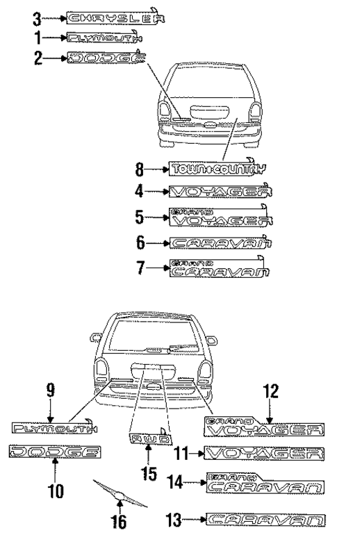 Exterior Trim - Lift Gate for 1998 Dodge Caravan #0