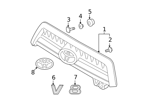 Grille & Components for 2006 Toyota Sequoia #0