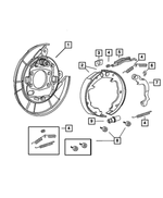68001747AD - Brakes: Rear Drum Brake Backing Plate, Left for Chrysler: 200, Sebring | Dodge: Avenger, Caliber | Jeep: Compass, Patriot Image