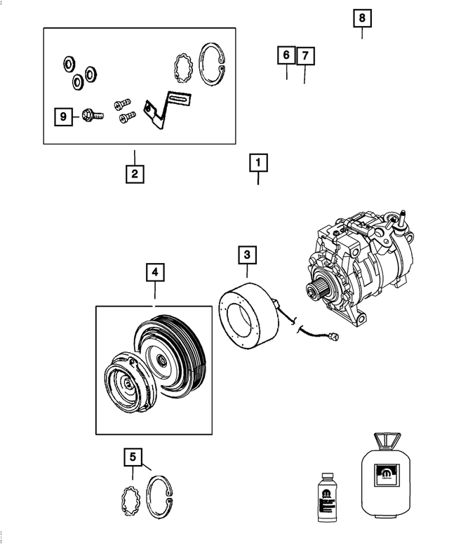 68032119AA - Air Conditioners and Heaters: A/c Compressor Clutch Overhaul Kit for Mopar Image image