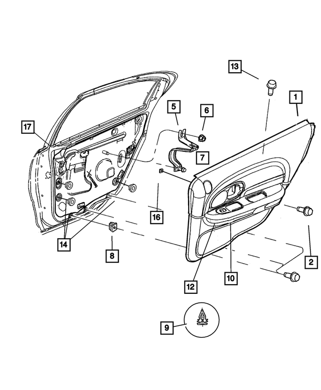 WU411L2AA - Interior Trim: Rear Door Trim Panel, Left for Mopar Image