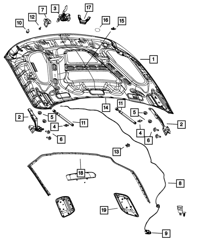 68534237AD - Body Sheet Metal Except Doors: Hood for Mopar Image