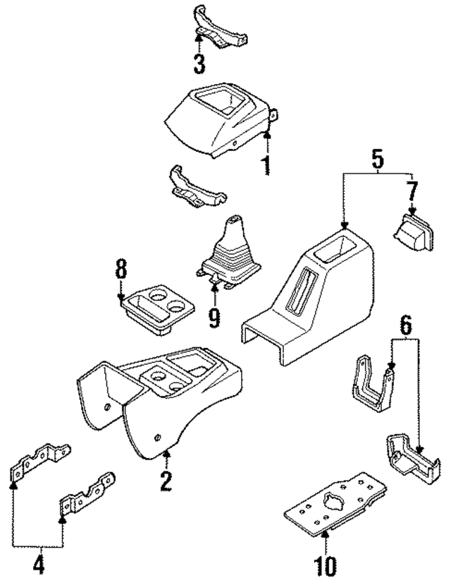 F2CZ58045A36K - Body: Front Console for Ford: Escort | Mercury: Tracer Image